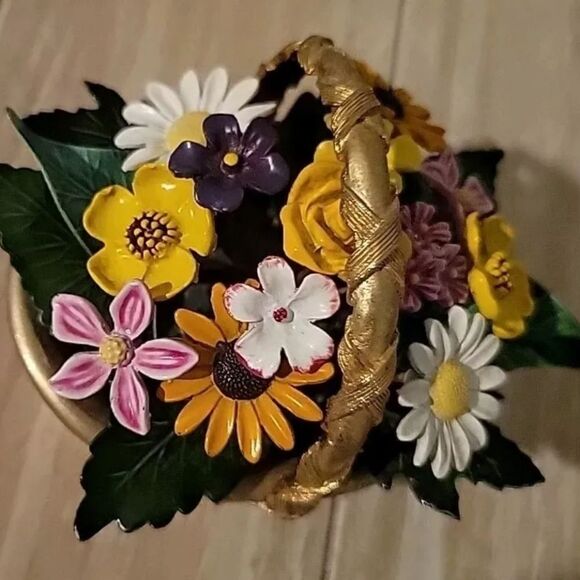 VTG Gorham Enamel Flower Basket Jane Hutcheson Fleur des Siecles Figural METAL - Picture 7 of 10